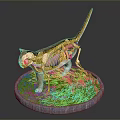 Detailed Cat Anatomy Model Showing Skeleton Internal Organs on Green Grass Base