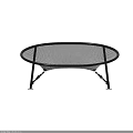 Black Metal Mesh Single Chair with Oval Design and Sturdy Frame Legs