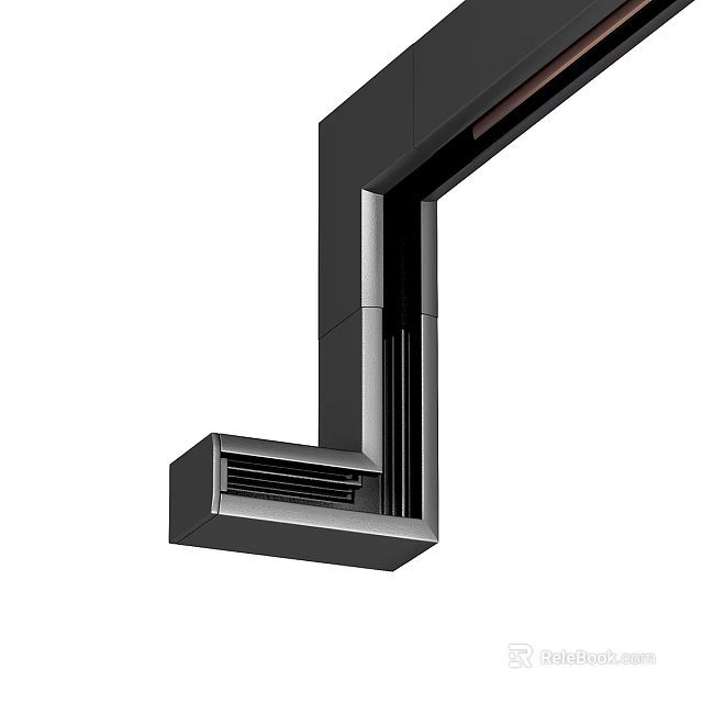 Black Metal L Shaped Structural Component With Ventilation Slots And Modern Design 3d model 