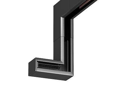 Black Metal L Shaped Structural Component With Ventilation Slots And Modern Design 3d model