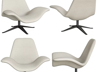 Modern Upholstered Accent Chair With Curved Backrest Streamlined Design And Metal Base Multiple Angles View 3d model