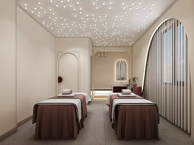 Elegant SPA Room Interior With Starry Ceiling And Treatment Beds 3d model