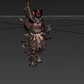 Game And Movie Skeleton Samurai Character Wearing Traditional Armor Holding Swords With Cherry Blossom Petals
