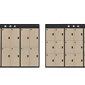 Wooden Finish Multi Door Storage Lockers With Secure Locks For Public Use 3d model