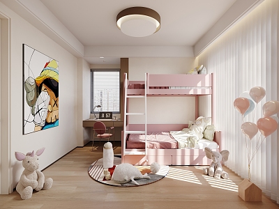 Modern Children's Room Girls Room 3d model