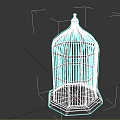 Black Metal Birdcage Decorative Ornament Set With Geometric Design For Home Decor