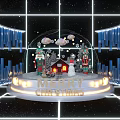 Christmas Photo Spot With Transparent Snow Globe Merry Christmas Sign Small House Tree And Snowman