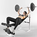 Woman Performing Barbell Bench Press Exercise On Weight Bench In Gym Workout Routine