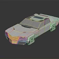 Low Poly 3D Model Car With Modern Geometric Design And Reflective Silver Gray Surface 3d model