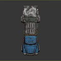 Old Blue Truck With Rusty Details Green Gray Body And Radioactive Symbol