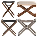 Modern Stools with X-Shaped Legs and Various Upholstered or Solid Seats in Multiple Colors 3d model