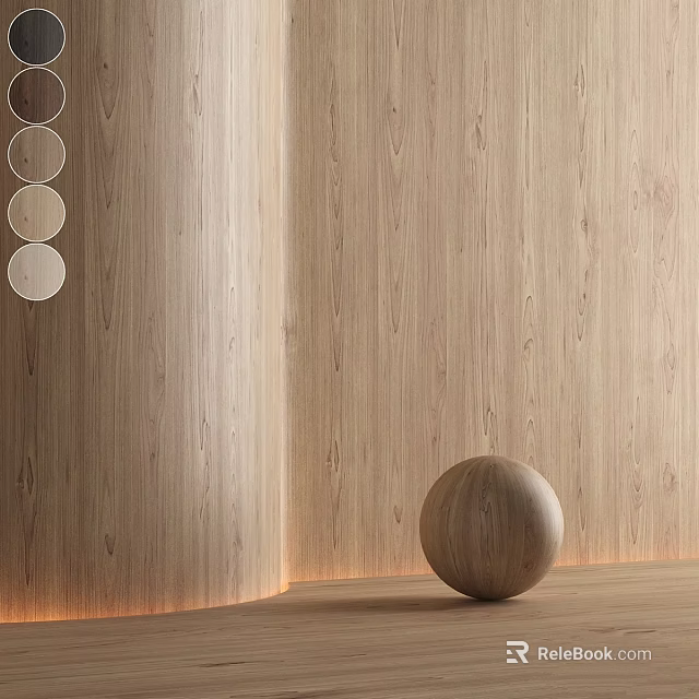 Textured Wooden Wall Panel And Decorative Sphere As Key Design Elements In Modern Space 3d model 