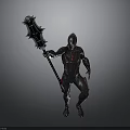 Futuristic Armored Character Design With Large Hammer And Intricate Armor Details