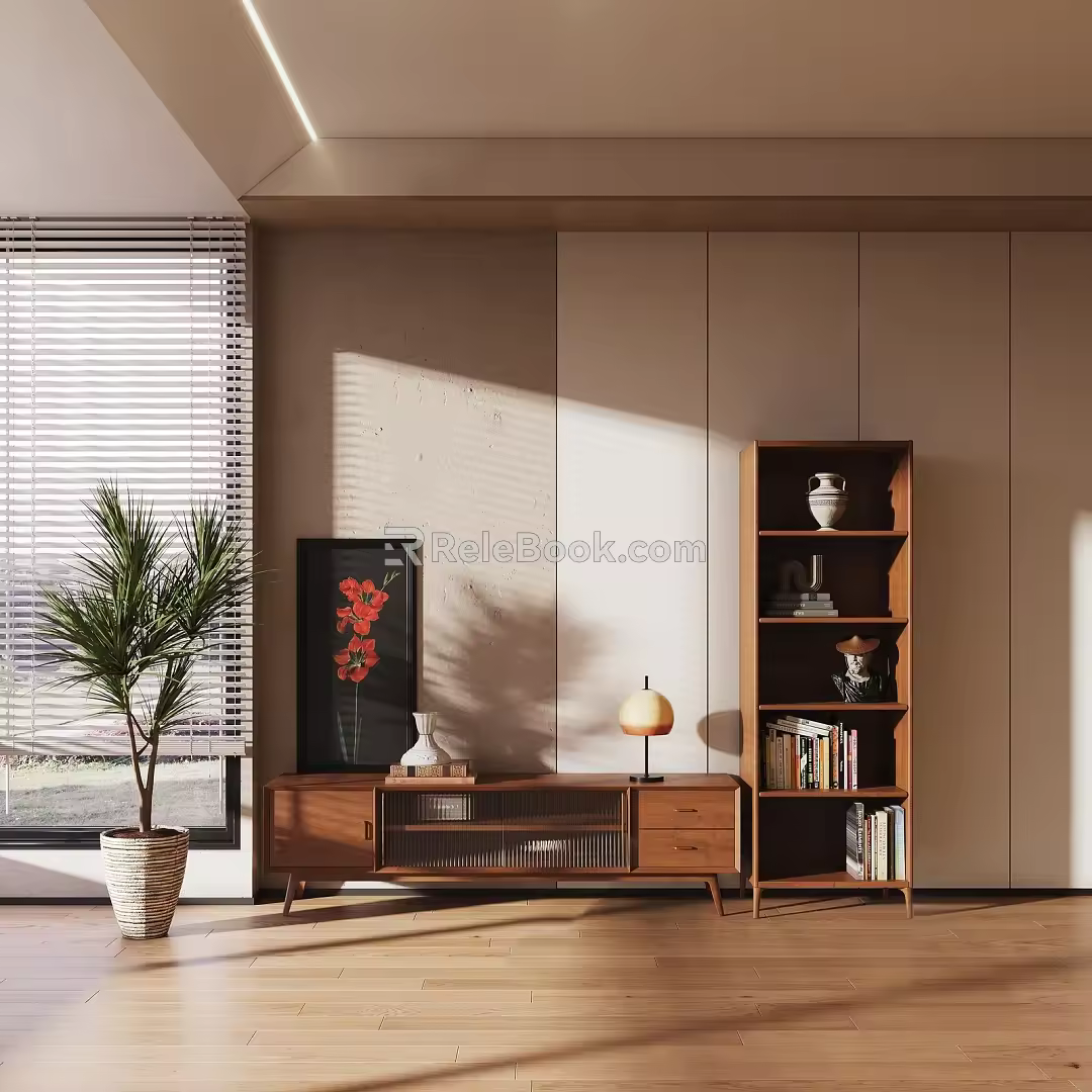 Nordic Decorative Cabinet Middle Ancient Decorative Cabinet 3d model