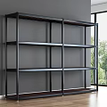 Modern Black Metal Frame Open Storage Shelving Unit With Multi Tier Design 3d model