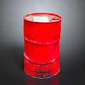 Red Metal Barrel As Household Storage Container With Ring Structure And Label
