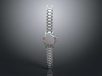 Elegant Silver Watch With Metal Strap And Round Minimalist Dial Design 3d model