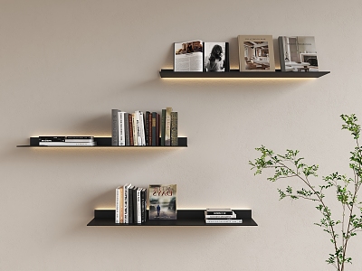 Modern Wall Storage Rack Minimalist Stainless Steel Light Strip Bookshelf-shaped Wall Hanging Laminated Stainless Steel Laminated Bookshelf Magazine model