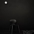 Modern Bar Stool With Gray Round Backrest Black Seat Cushion And Silver Metal Legs