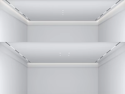 Minimalist White Ceiling Design With Recessed Light Strips And Downlights 3d model