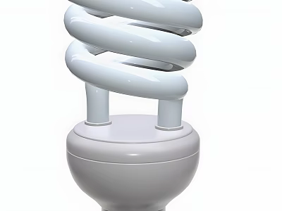 Spiral Energy Saving Light Bulb Design With White Finish And Base 3d model