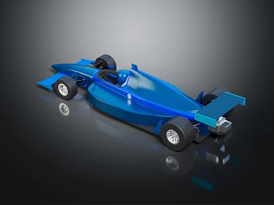 Blue Formula Race Car With Streamlined Design Single Seater Shiny Surface And Wheels 3d model