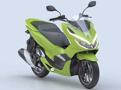 Green Motorcycle Scooter With Sleek Design Black Seat And Modern Headlights 3d model