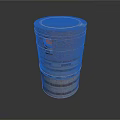 Stacked Cylindrical Brick Structure With Metal Hoops Circular Top And Small Window