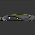 Futuristic Concept Car with Streamlined Body Yellow Accents and Four Wheels