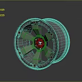 Stylish Tire With Chrome Wheel Rim Metallic Spokes And Reflection On Dark Background