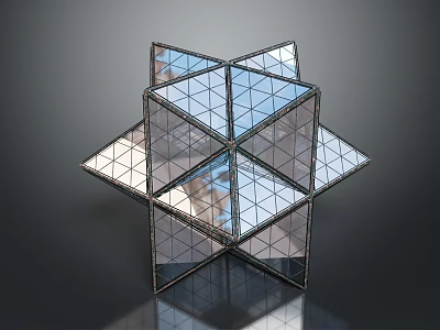 Futuristic Computer Case Featuring Geometric Polyhedral Structure Transparent Panels And Metal Frame 3d model
