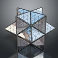 Futuristic Computer Case Featuring Geometric Polyhedral Structure Transparent Panels And Metal Frame 3d model