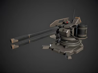 Twin Barrel Weapon System With Mechanical Base And Advanced Military Design 3d model