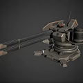 Twin Barrel Weapon System With Mechanical Base And Advanced Military Design 3d model