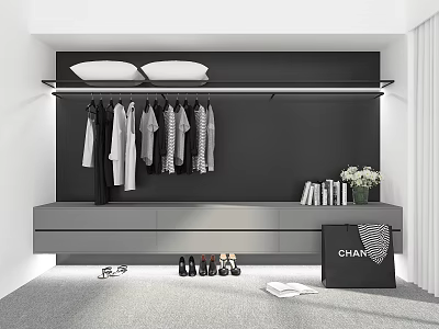 Modern Wardrobe Open Wardrobe Rack Coat Cabinet Wardrobe Hanger 3d model