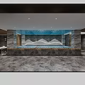 Modern Front Desk Reception With Marble Wall Decor Modern Counter And Elegant Lighting Design