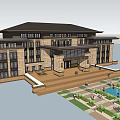 Grand Traditional Public Building With Symmetrical Facade Courtyard Fountain And Landscaped Gardens
