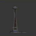 Iconic Space Needle Tower With Observation Deck And Spiral Base Design 3d model