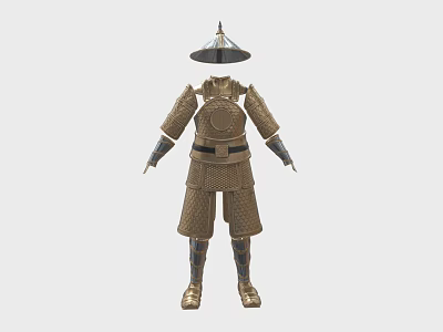 Traditional Gold Warrior Armor Historical Weapon Equipment With Helmet And Boots 3d model