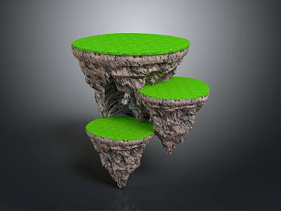 Enchanting Floating Rock Landscape With Green Grass And Natural Rocky Platforms 3d model