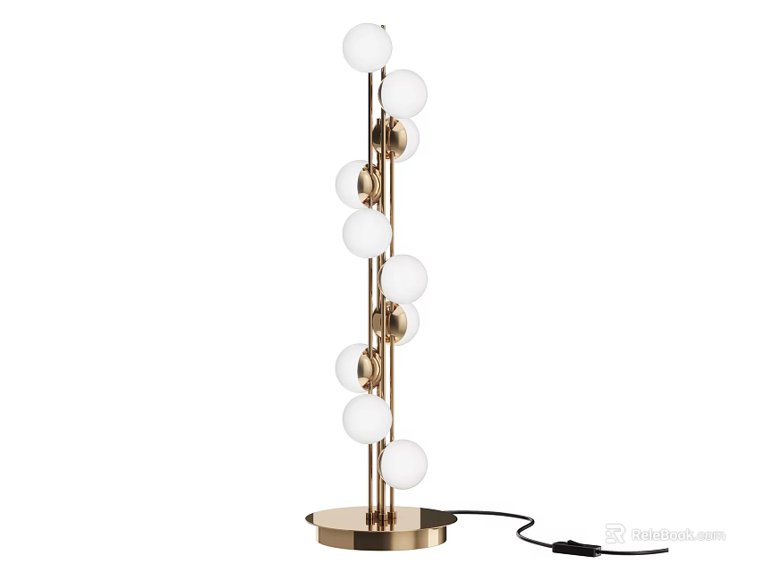 Modern Brass Floor Lamp With Multiple Spherical Globe Lights For Living Room Home Decor 3d model 