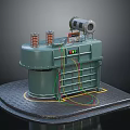 Industrial Electrical Transformer With Green Casing Copper Coils Motor And Control Panel On Platform