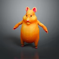 Cute Orange Hamster Game Movie Character With Standing Pose And Pink Ears Paws