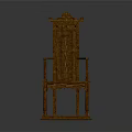 Traditional Chinese Style Wooden Leisure Chair With Carved High Backrest And Armrest