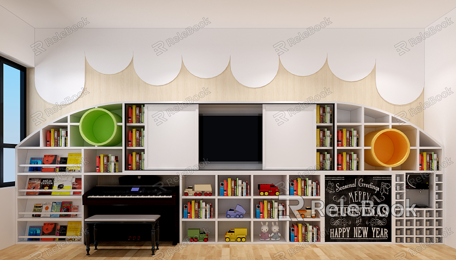 Modern TV background cabinet TV background wall model