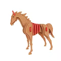 Wooden Horse Puzzle Toy With Colorful Assembled Structure And Decorative Details