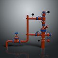 Pipe water pipe valve iron pipe fitting flange tee joint pipe water pipe valve 3d model