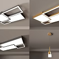 Modern Geometric Ceiling Lights With Black And Gold Frames For Interior Lighting 3d model