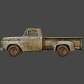Vintage Rusty Old Classic Truck With Weathered Body And Worn Tires