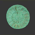 Golden Circular Decorative Plate With Petal Design And Green Accents